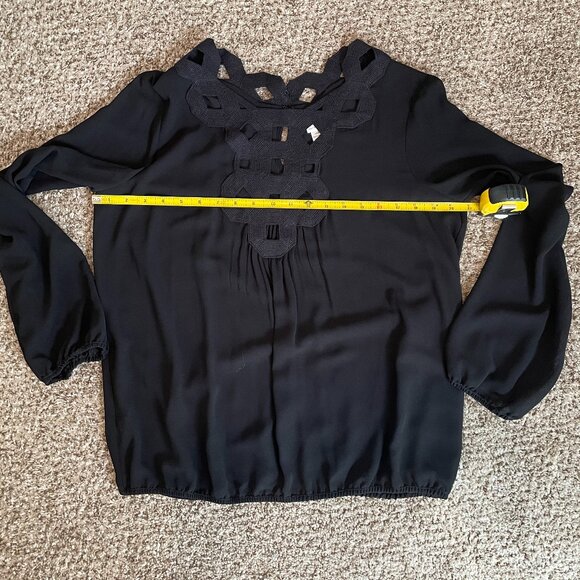 Vintage Size Large Max Studio Specialty Products black blouse with ornate trim - Picture 3 of 11